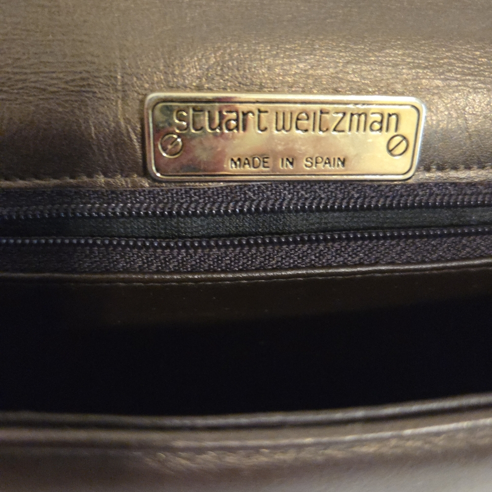 Stuart Weitzman Vintage Bronze Metallic Crossbody Envelope Clutch - Picture 11 of 14